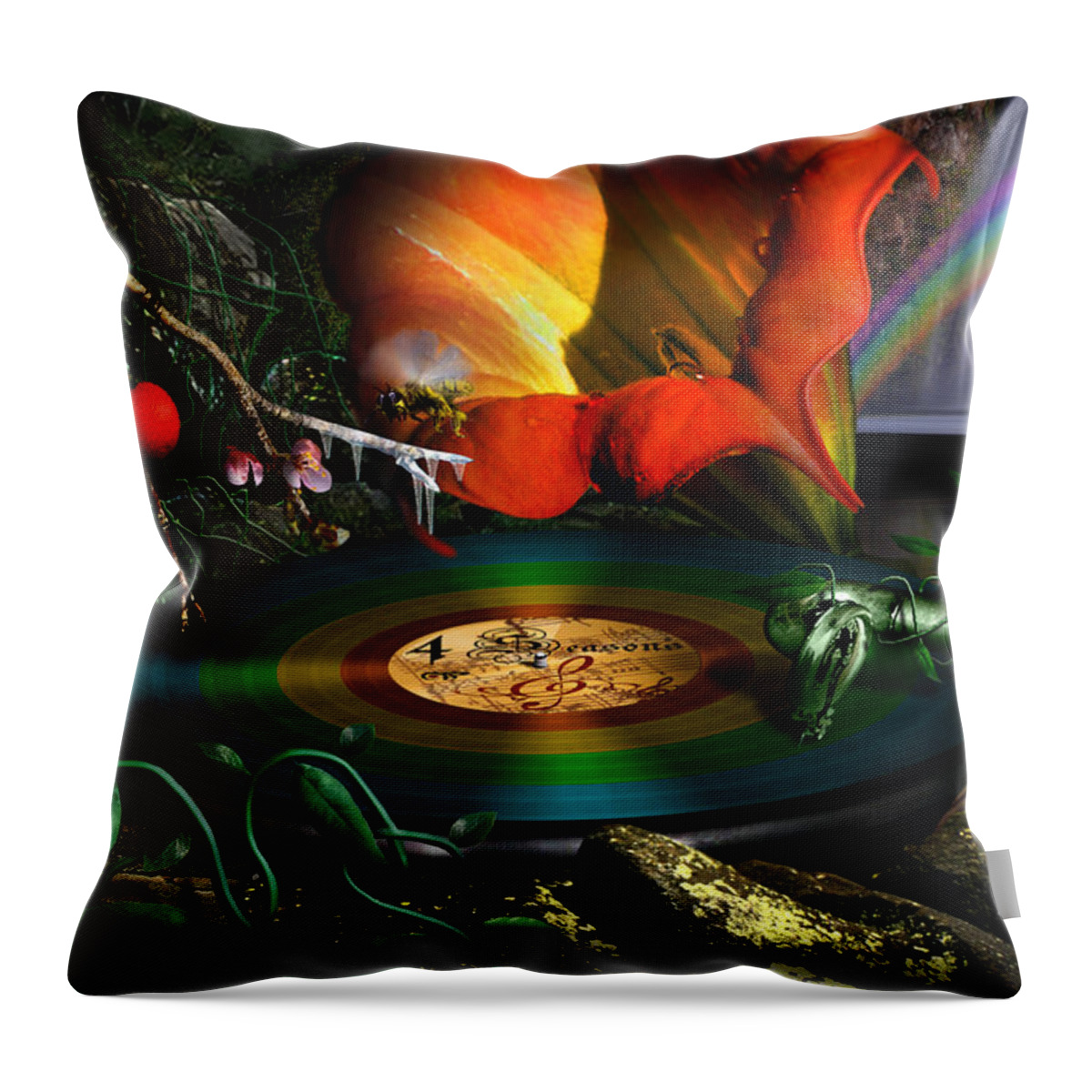 Record Throw Pillow featuring the digital art The four seasons by Alessandro Della Pietra
