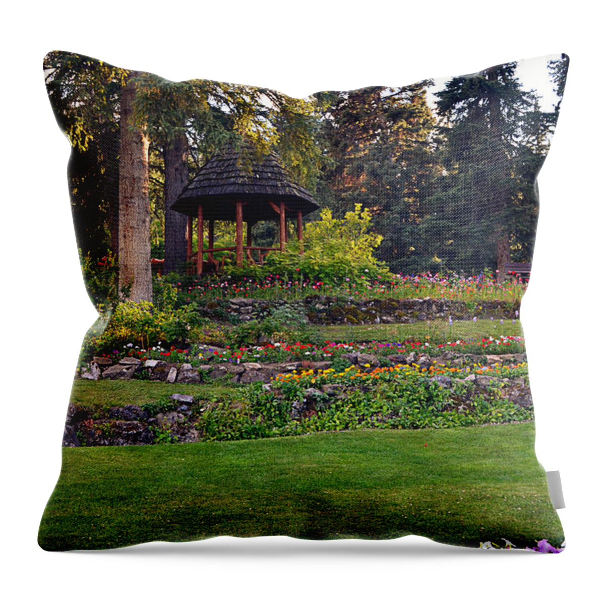 Alberta Throw Pillow featuring the photograph The Garden Gazebo by Maria Angelica Maira