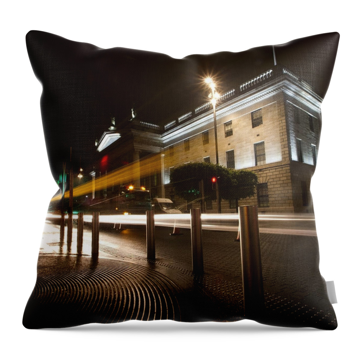 Spire Throw Pillow featuring the photograph The General Post OFfice with the Shire in the foreground by Sven Brogren