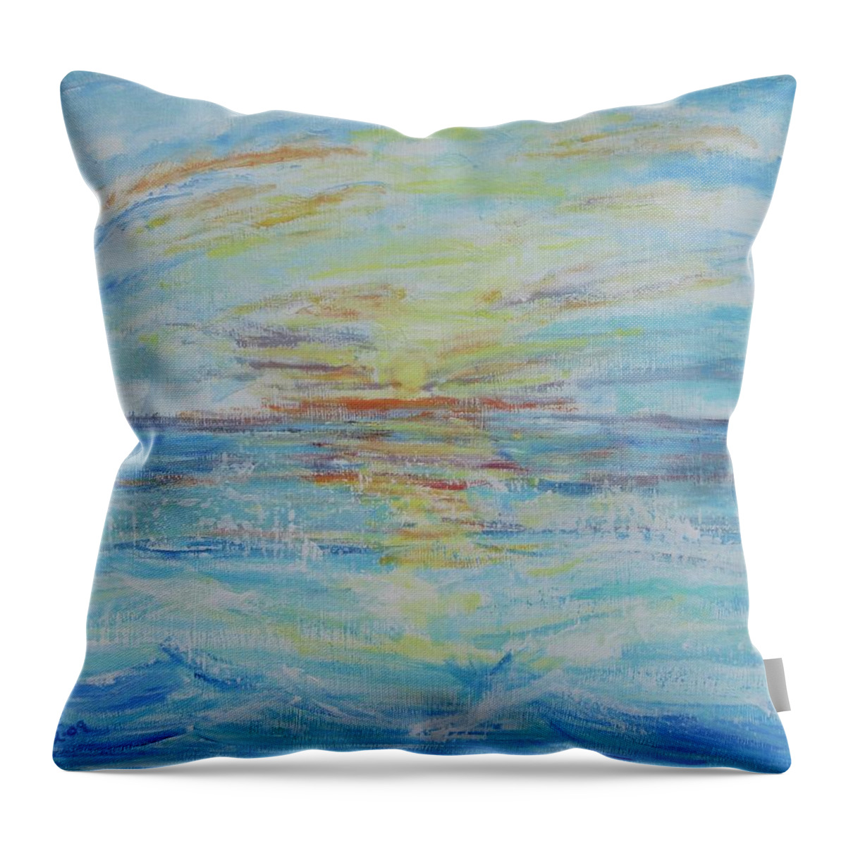 Ocean Throw Pillow featuring the painting The Golden Lady by Diane Pape