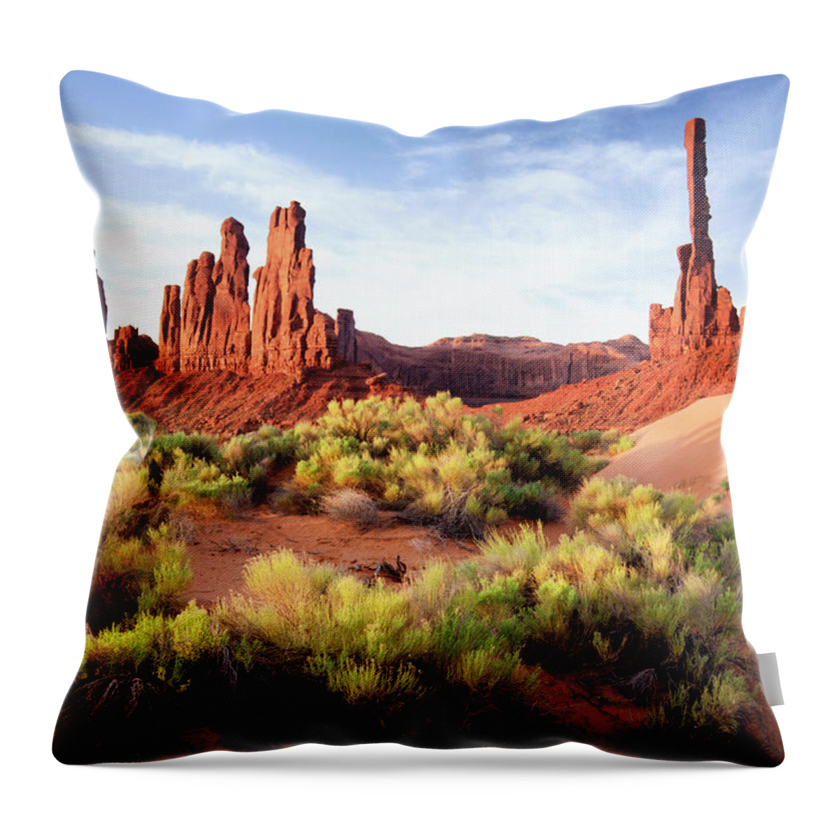 Scenics Throw Pillow featuring the photograph The Gossips And Totem Pole - Monument by Powerofforever