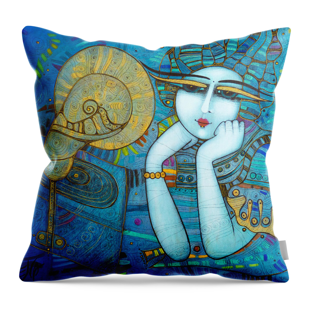 Albena Throw Pillow featuring the painting The Gramophone by Albena Vatcheva