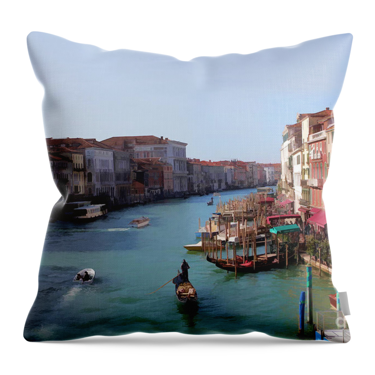 Venice Image Throw Pillow featuring the photograph The Grand Canal Venice Oil Effect by Tom Prendergast