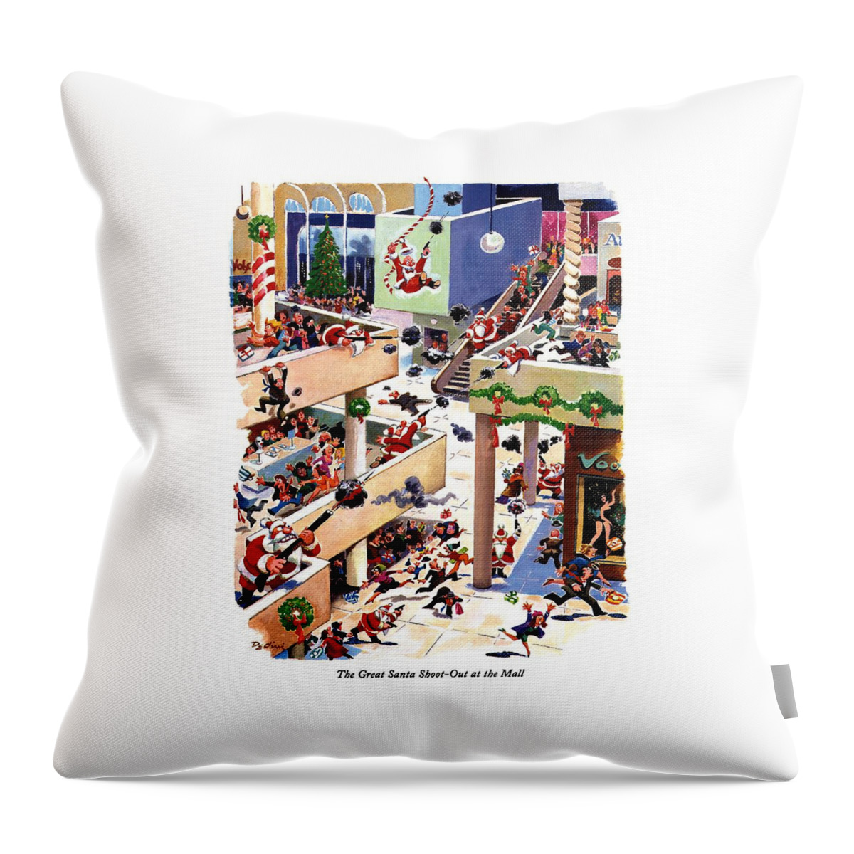 The Great Santa Shoot-out At The Mall Throw Pillow