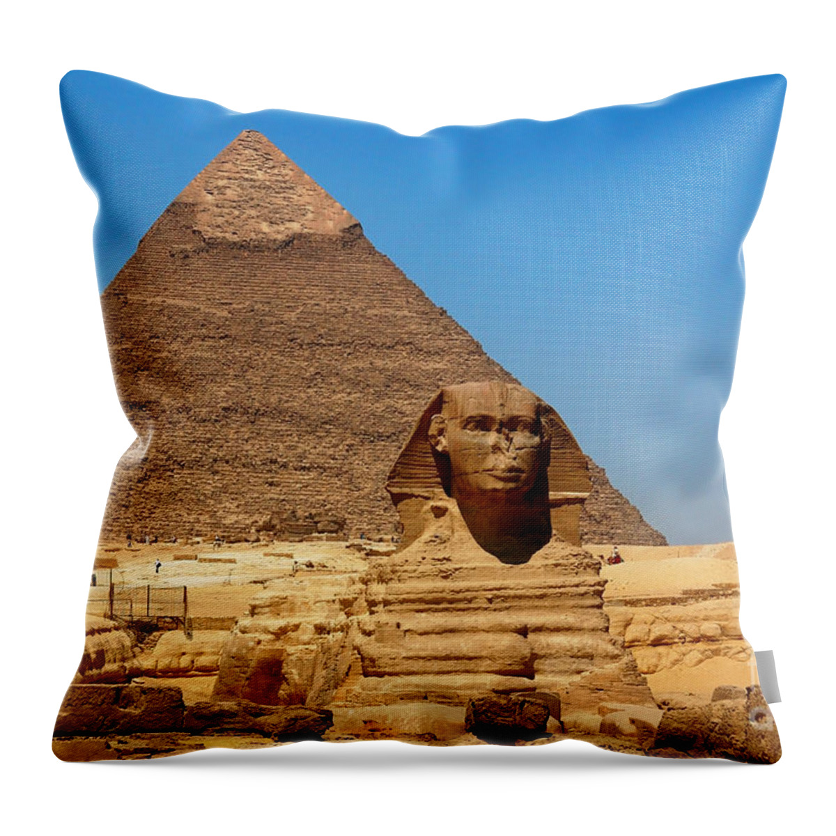 Africa Throw Pillow featuring the photograph The Great Sphinx of Giza and Pyramid of Khafre by Joe Ng