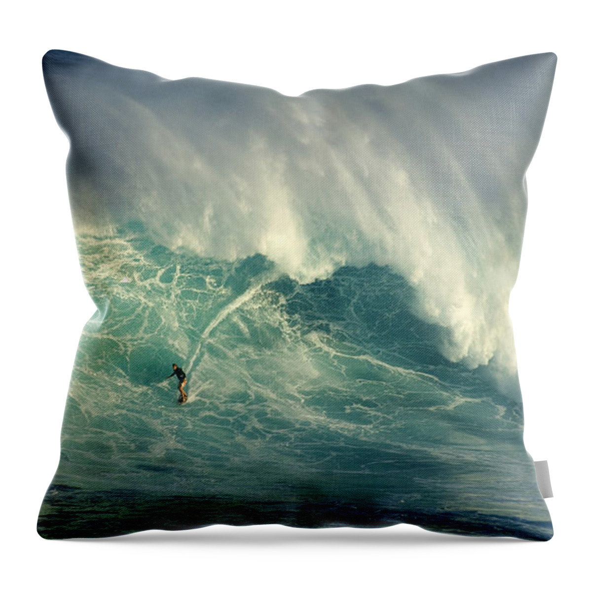 Extreme Sports Throw Pillow featuring the photograph Surfing The Green Zone by Bob Christopher