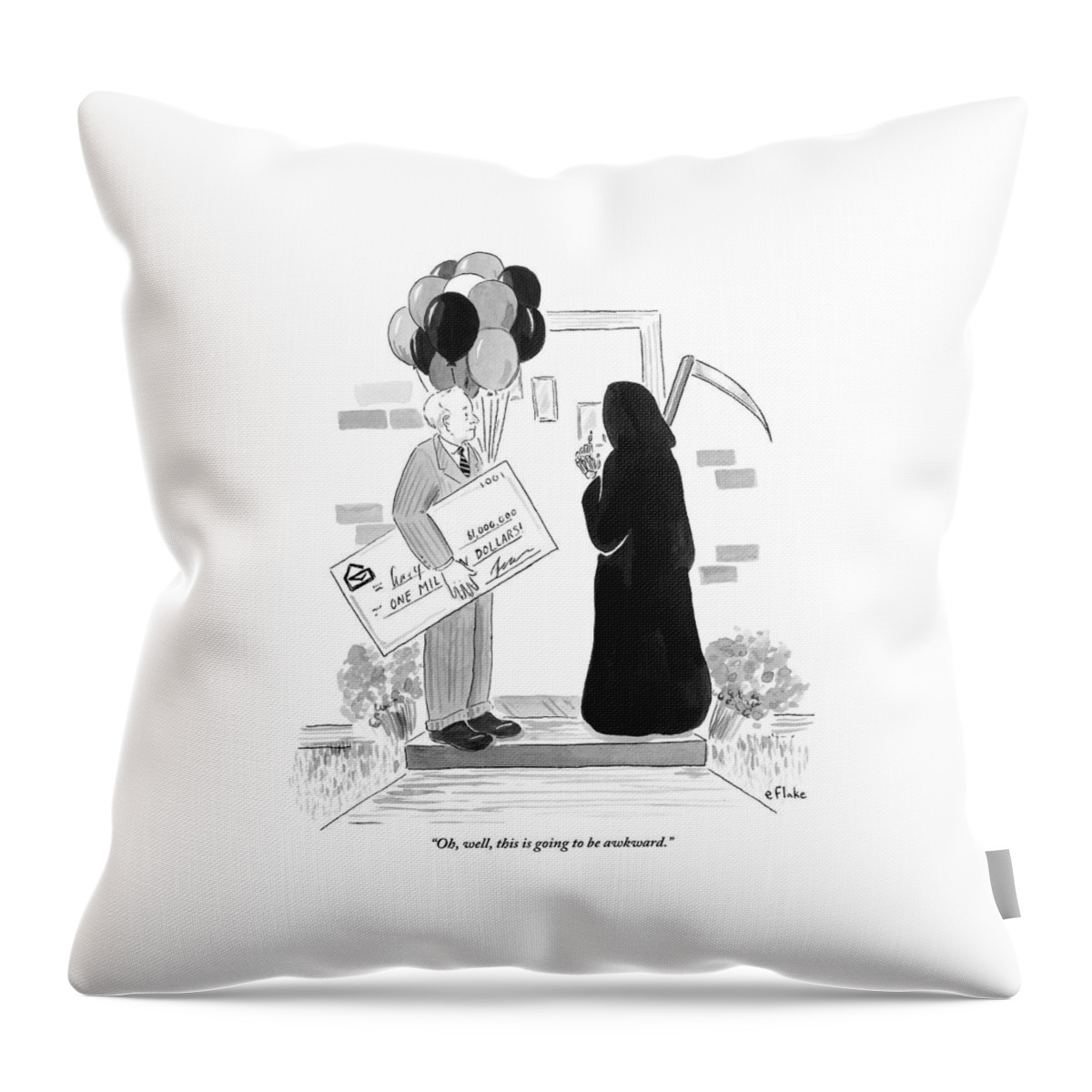 The Grim Reaper Rings A Doorbell At The Same Time Throw Pillow