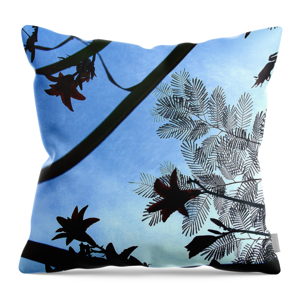 Lily Flowers Silhouette Throw Pillow featuring the photograph The Ground Up by Michael Eingle