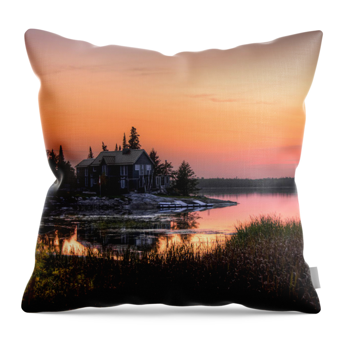 Cabin Throw Pillow featuring the photograph The Hide Away by Sandra Parlow