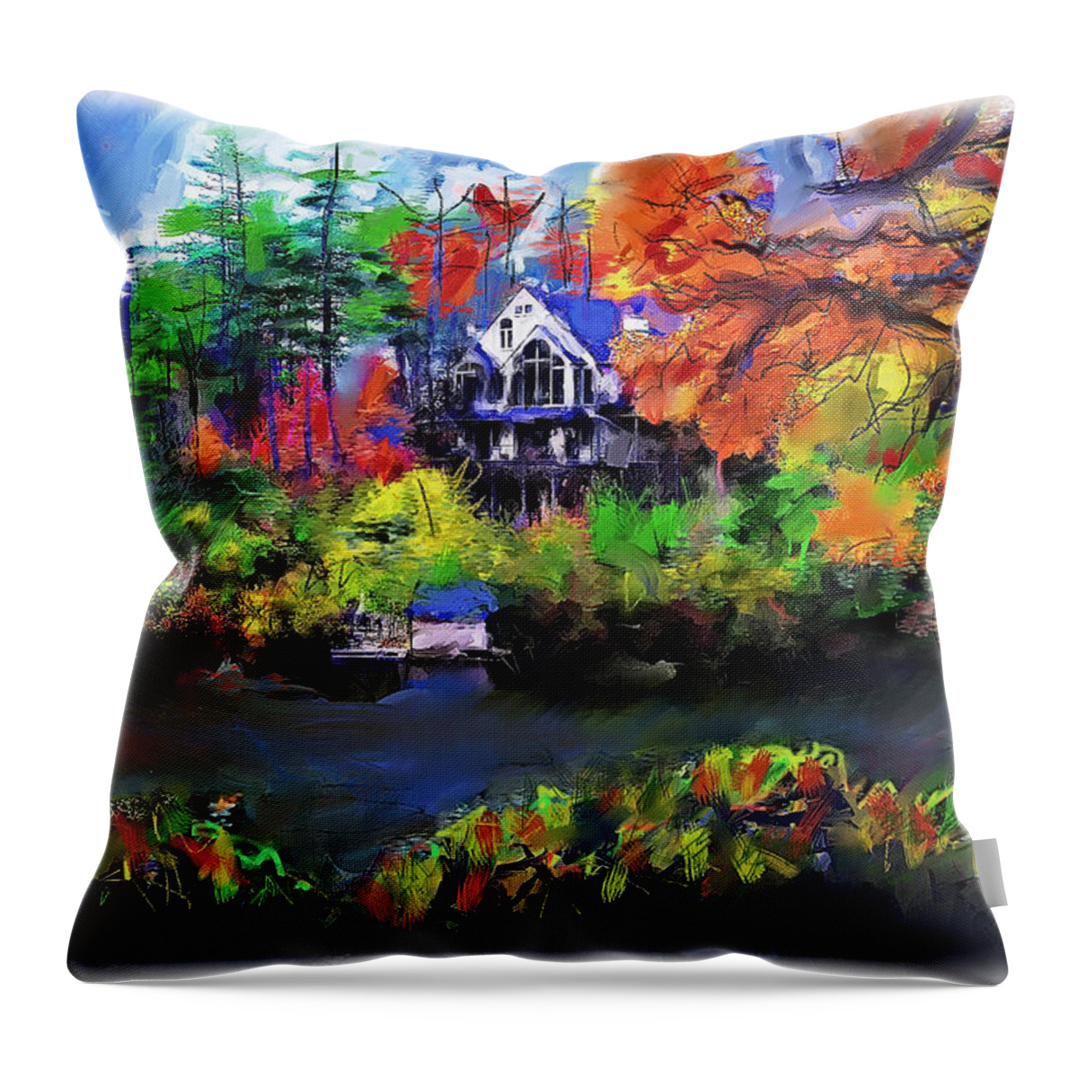 North Carolina Art Paintings Throw Pillow featuring the painting The House At Highlands by Ted Azriel