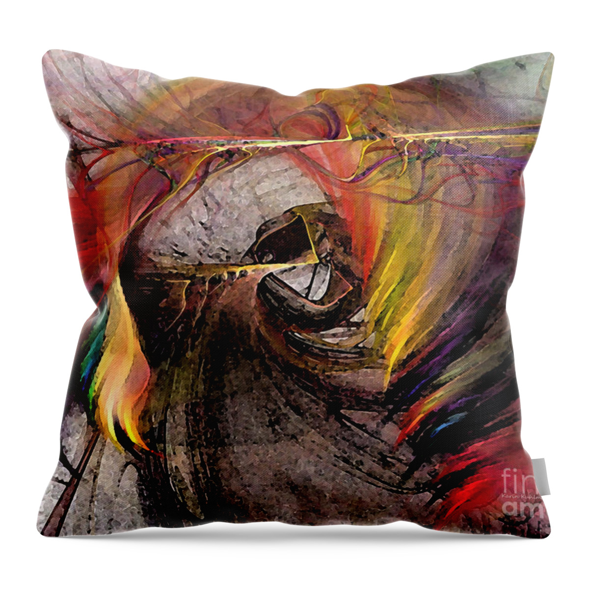Abstract Throw Pillow featuring the digital art The Huntress-Abstract Art by Karin Kuhlmann