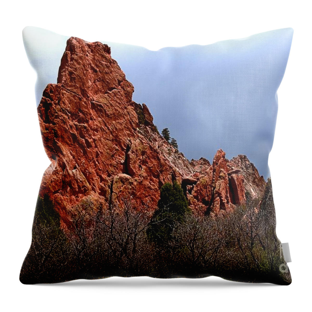 Sunrise At Garden Of The Gods Throw Pillow featuring the photograph The Jagged Edges by Adam Jewell