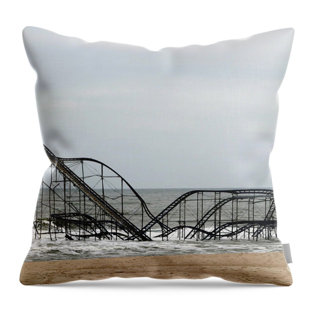 Iconic Throw Pillow featuring the photograph The JetStar Rollercoaster In Seaside Heights NJ by Living Color Photography Lorraine Lynch