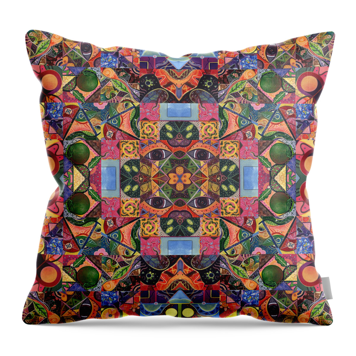 Organic Throw Pillow featuring the digital art The Joy of Design Mandala Series Puzzle 2 Arrangement 2 by Helena Tiainen