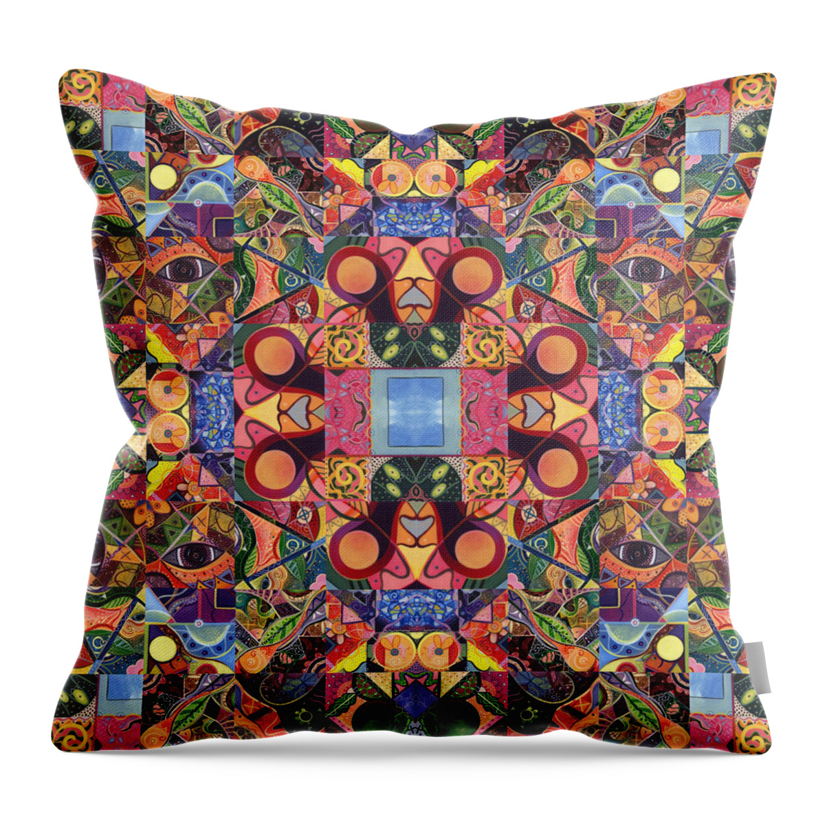 Abstract Throw Pillow featuring the digital art The Joy of Design Mandala Series Puzzle 2 Arrangement 5 by Helena Tiainen