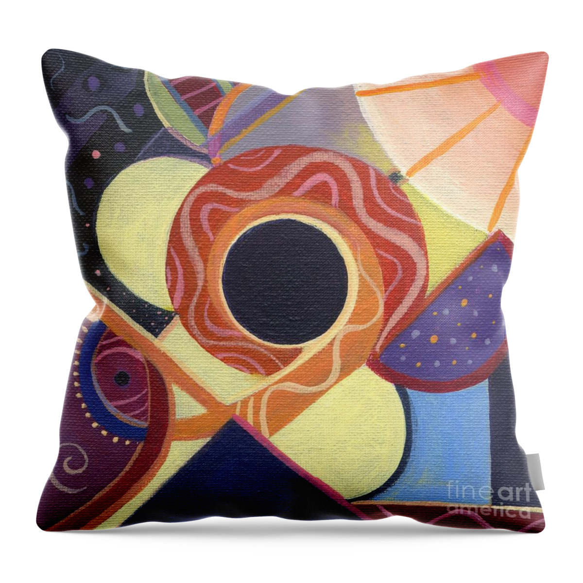 Abstract. Figurative Throw Pillow featuring the painting The Joy of Design X X by Helena Tiainen