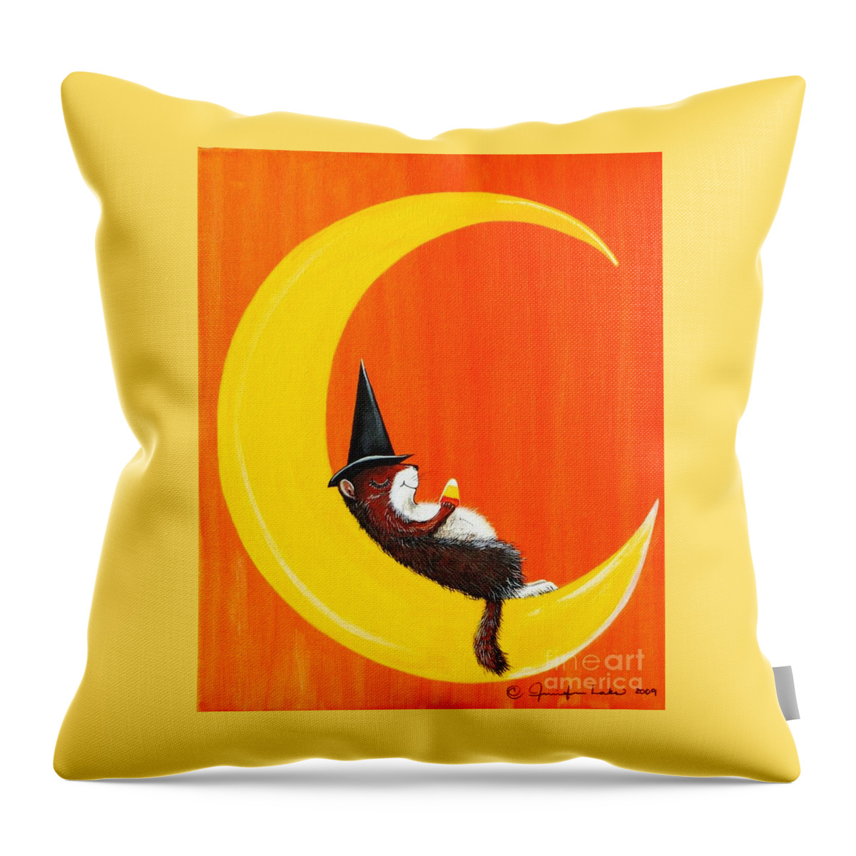 Halloween Throw Pillow featuring the painting The Joy of Halloween by Jennifer Lake