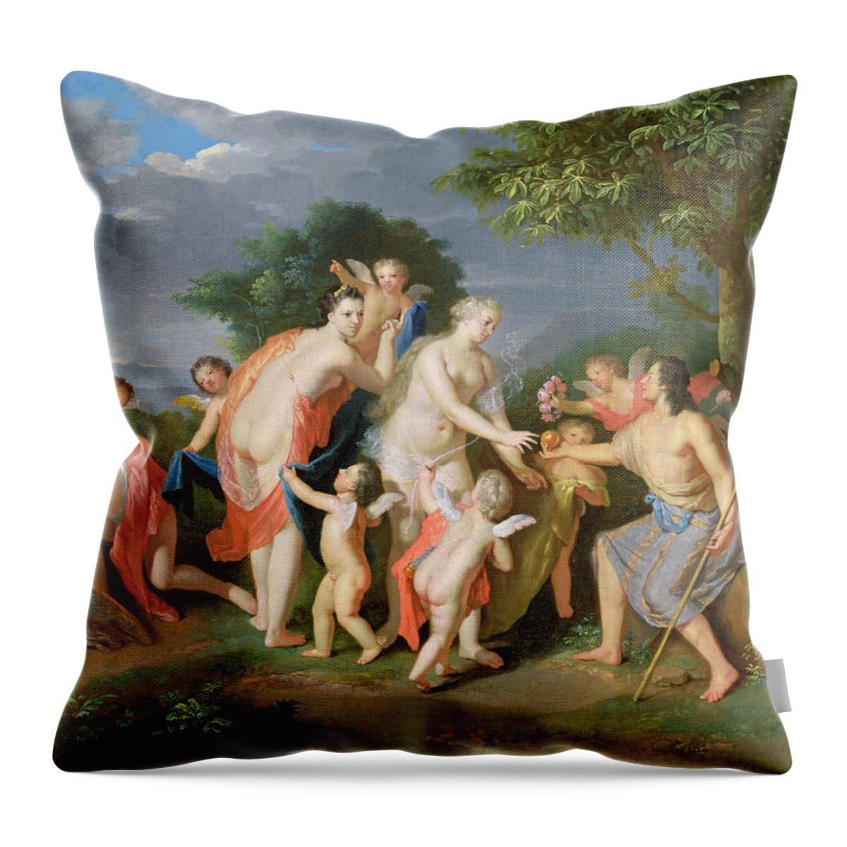 Nude Throw Pillow featuring the photograph The Judgement Of Paris by Gerard Hoet
