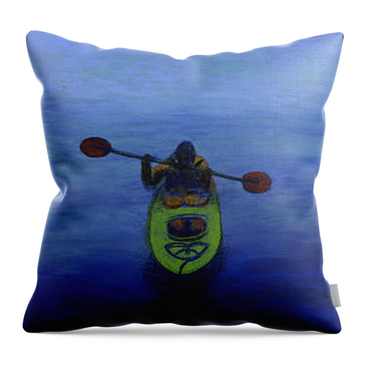 Kayak Throw Pillow featuring the painting The Kayaker by Ginny Neece