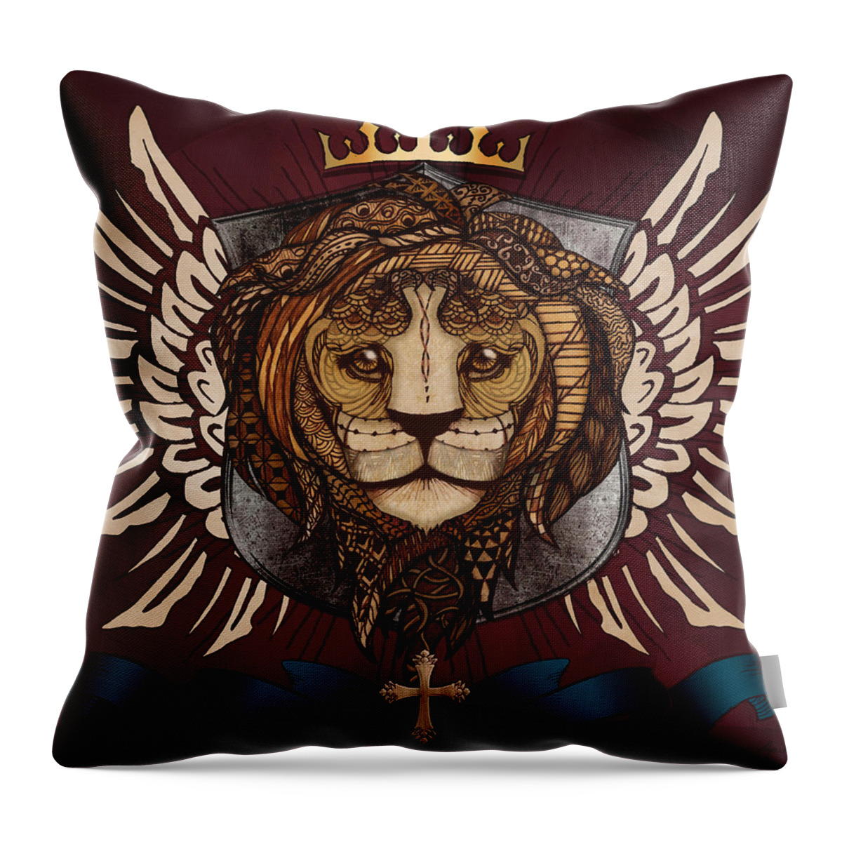 King Throw Pillow featuring the digital art The King's Heraldry by April Moen