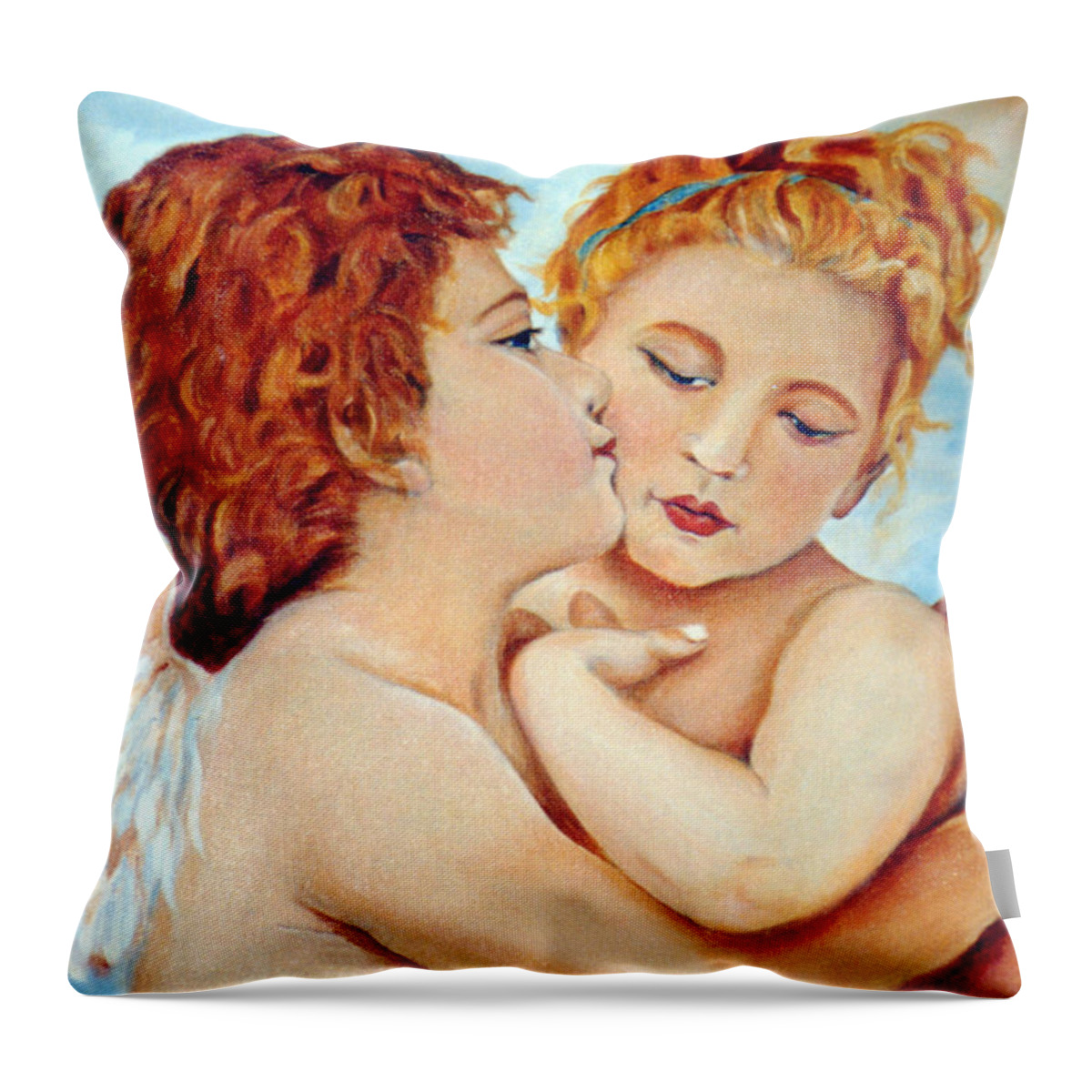 Figurative Throw Pillow featuring the painting The Kiss by Portraits By NC