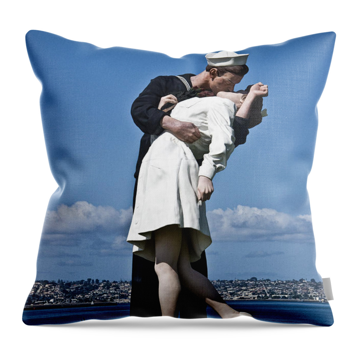 Scene Throw Pillow featuring the photograph The Kiss by Randall Nyhof