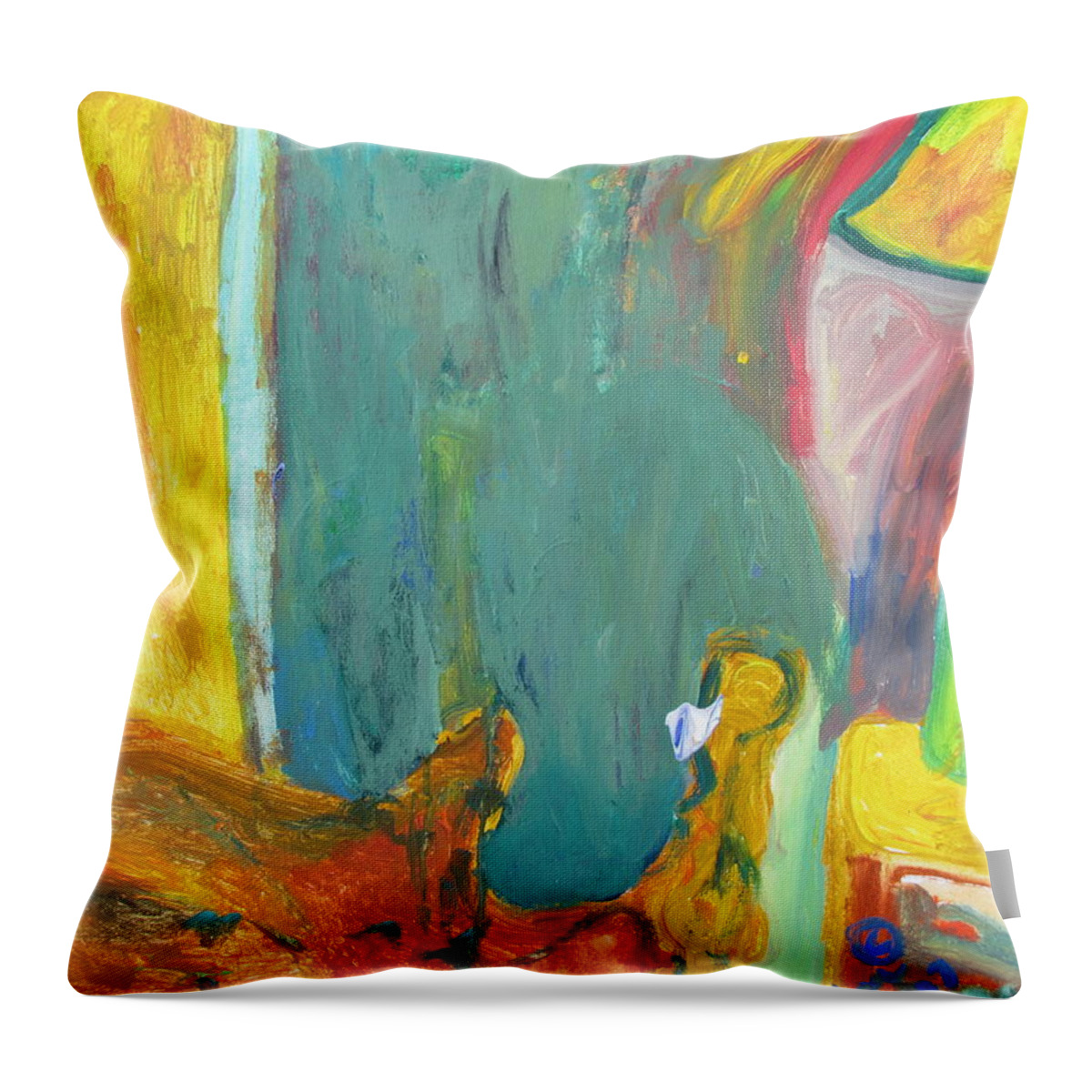 Acrylic Throw Pillow featuring the painting The Lamp and Bamboo by Shea Holliman