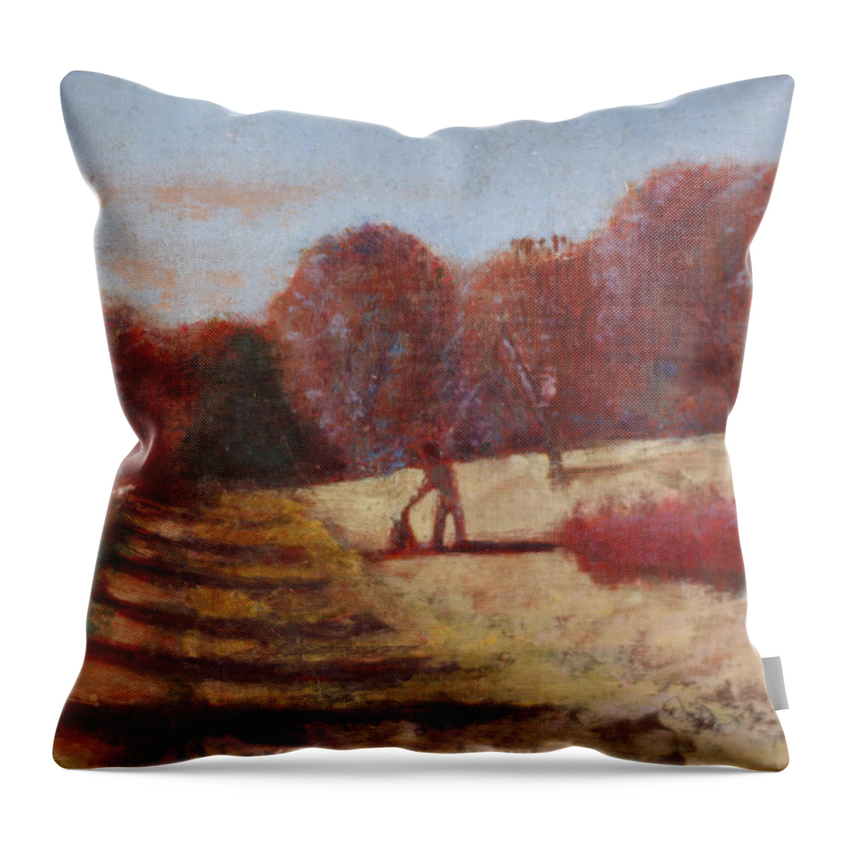 Impressionist Landscape Painting Throw Pillow featuring the painting The Land of Red by David Zimmerman