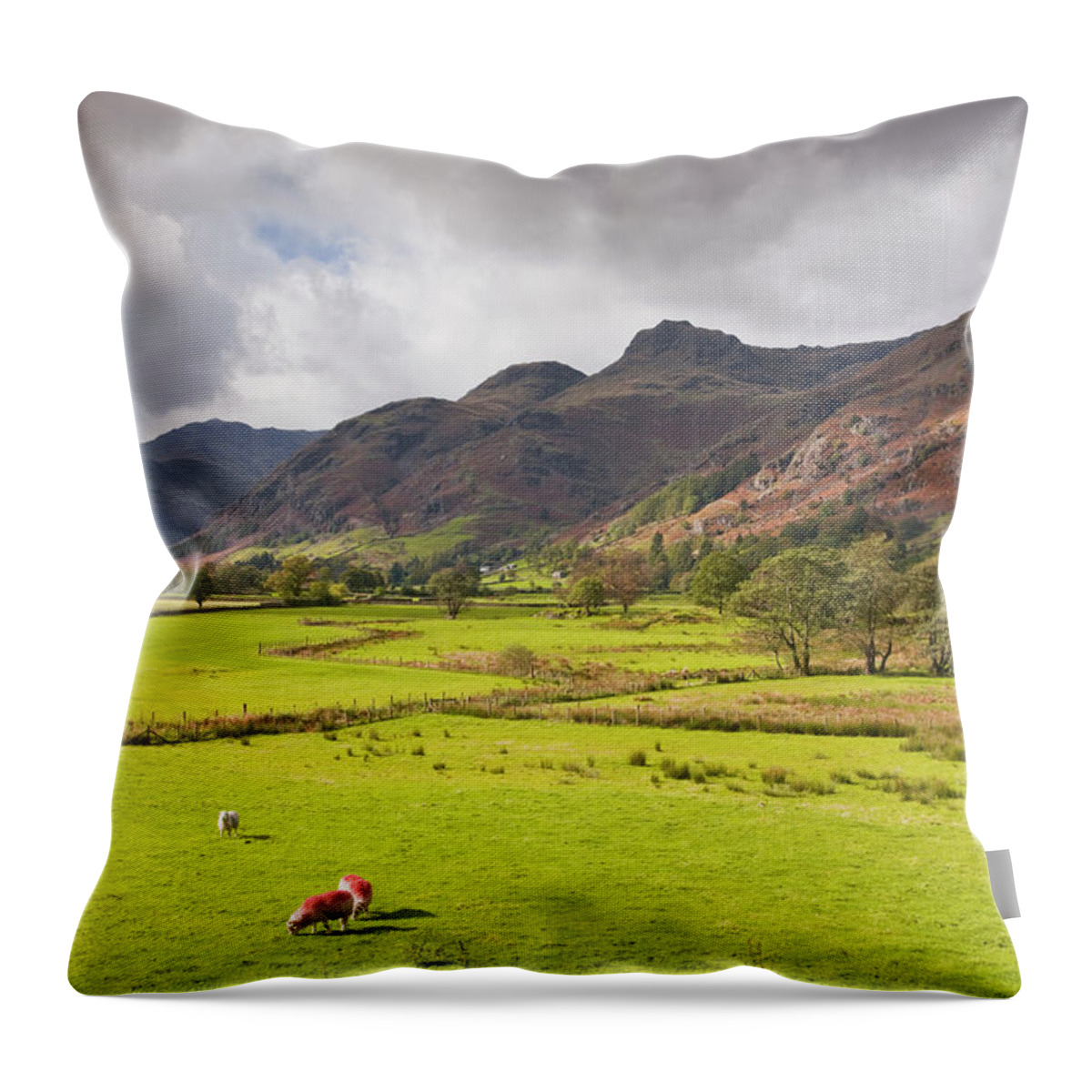 Scenics Throw Pillow featuring the photograph The Langdale Pikes In Great Langdale by Julian Elliott Photography