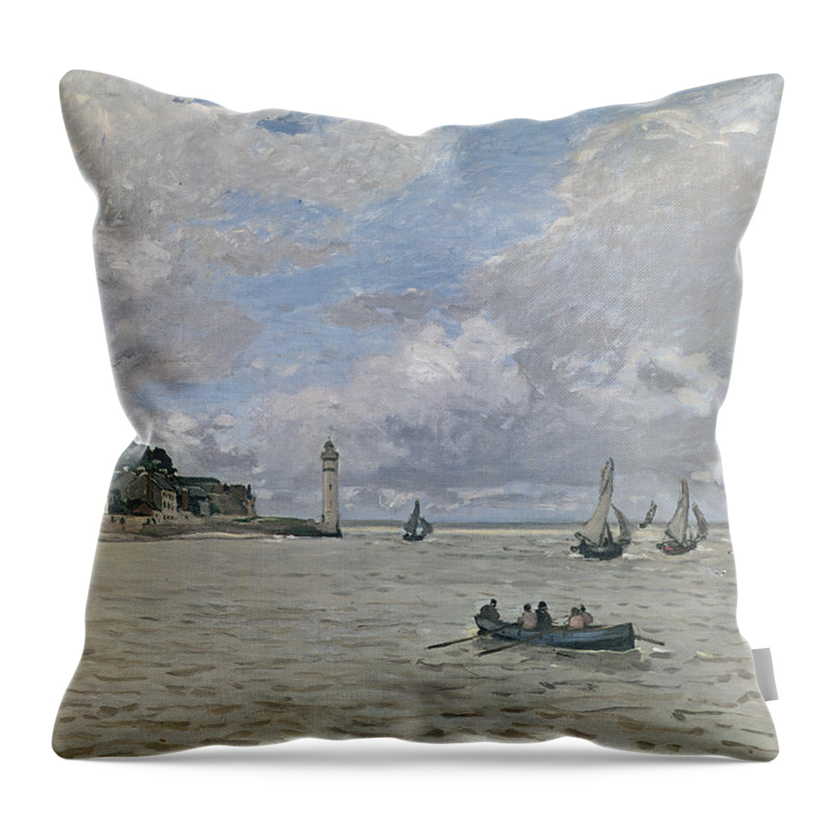 Monet Throw Pillow featuring the painting The Lighthouse Of The Hospice Honfleur, 1864 by Claude Monet