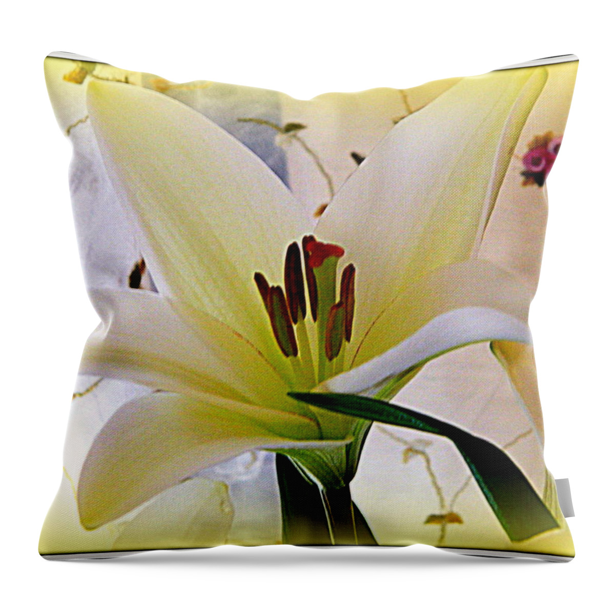 Bouquet Throw Pillow featuring the photograph The Lily by Kathy Barney