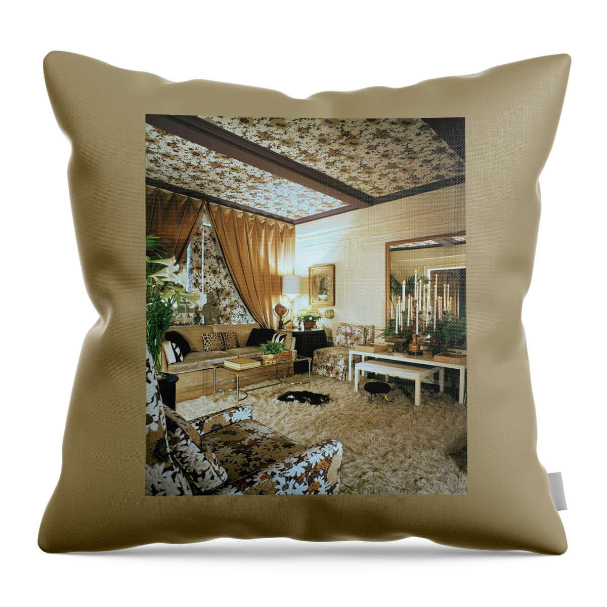 The Living Room Of Leoda De Mar's Home Throw Pillow