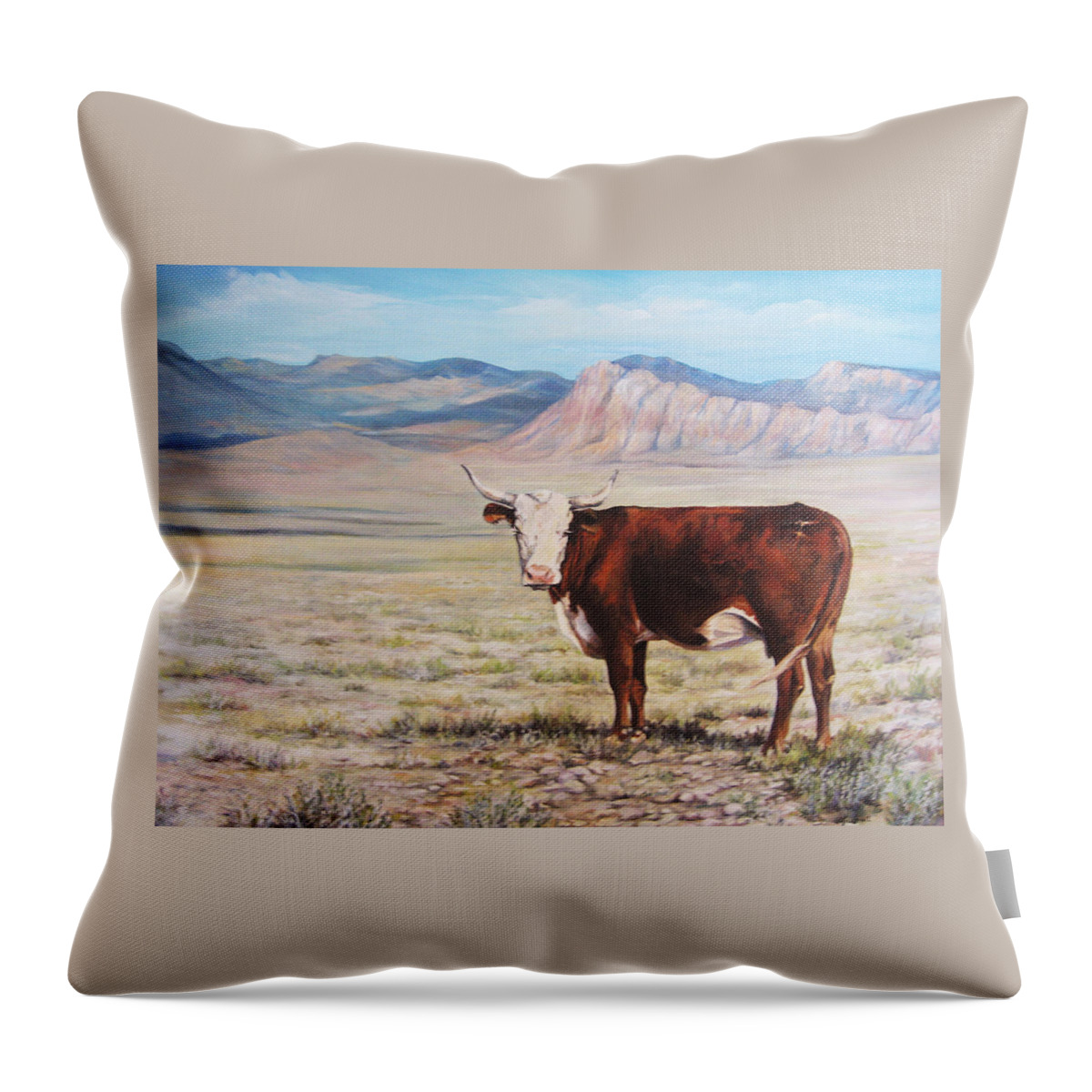 Nature Throw Pillow featuring the painting The Lone Range by Donna Tucker