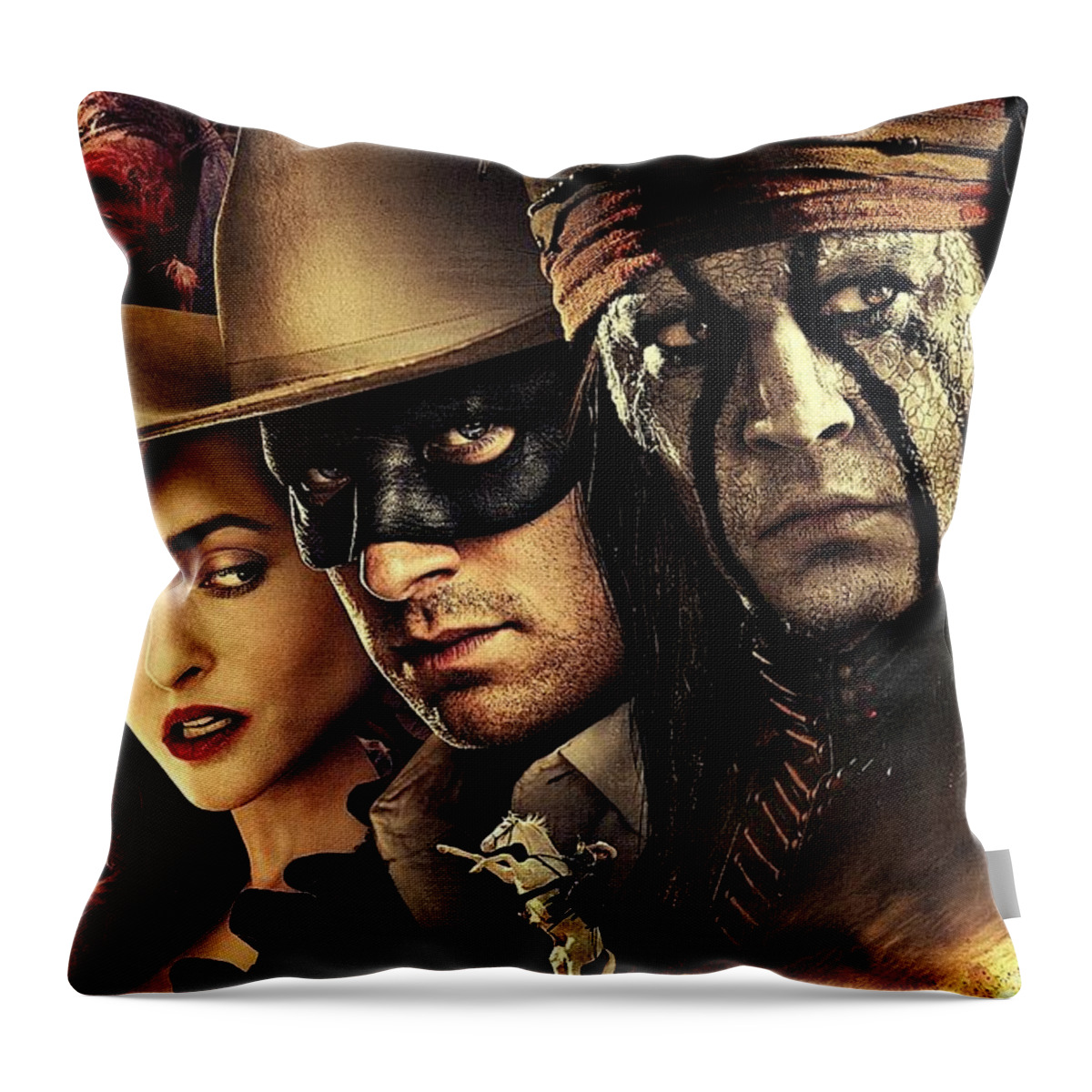 The Lone Ranger Throw Pillow featuring the digital art The Lone Ranger by Movie Poster Prints
