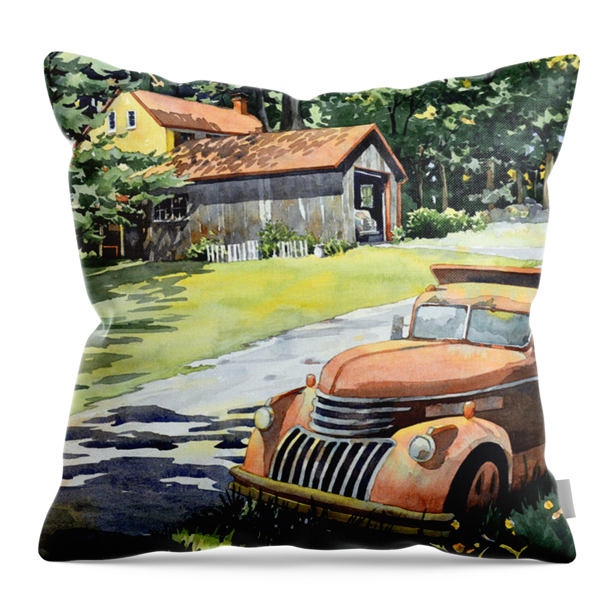 Watercolor Throw Pillow featuring the painting The Lost Ones by Mick Williams