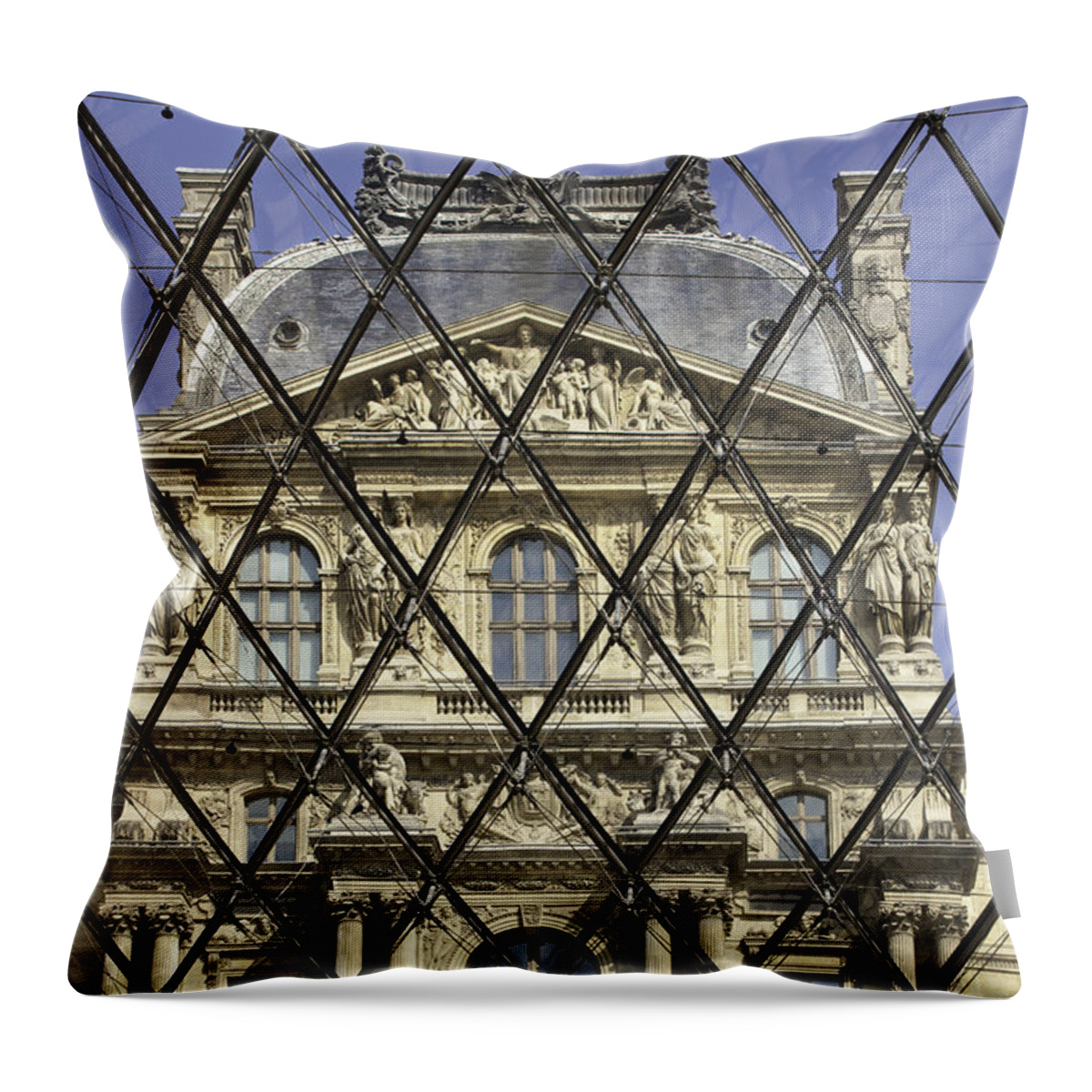Louvre Throw Pillow featuring the photograph The Louvre from the Pyramid by Mark Harrington