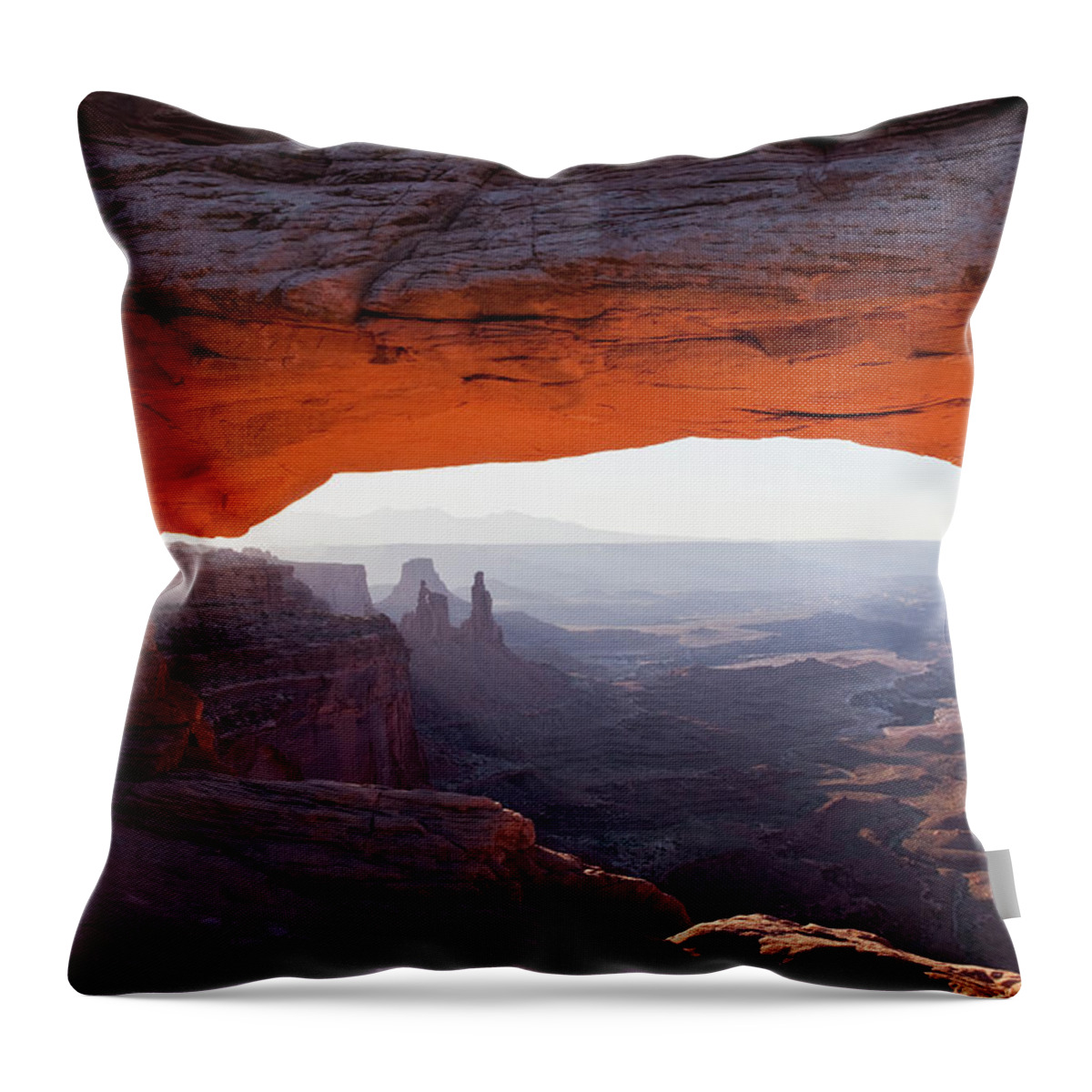 Orange Color Throw Pillow featuring the photograph The Lower Arch Glows A Brilliant Orange by William Tang / Design Pics