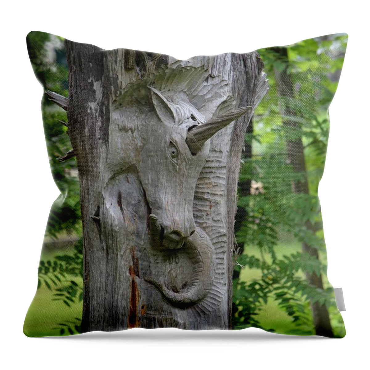 The Magic Of Unicorns Throw Pillow featuring the photograph The Magic of Unicorns by Maria Urso