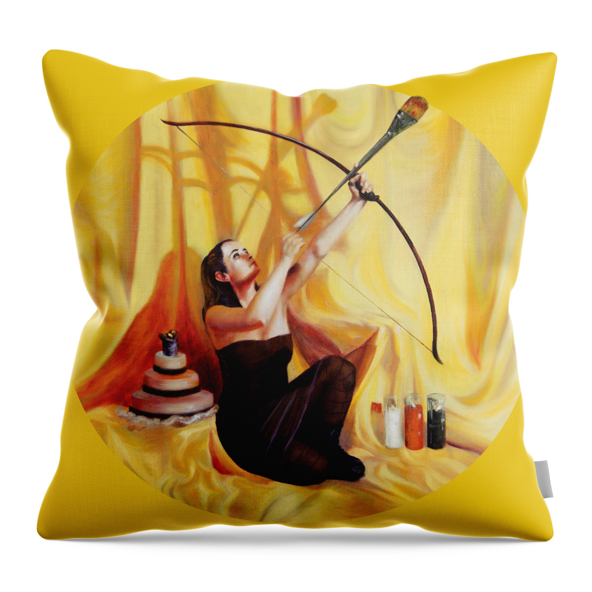 Shelley Irish Throw Pillow featuring the painting The Markswoman by Shelley Irish
