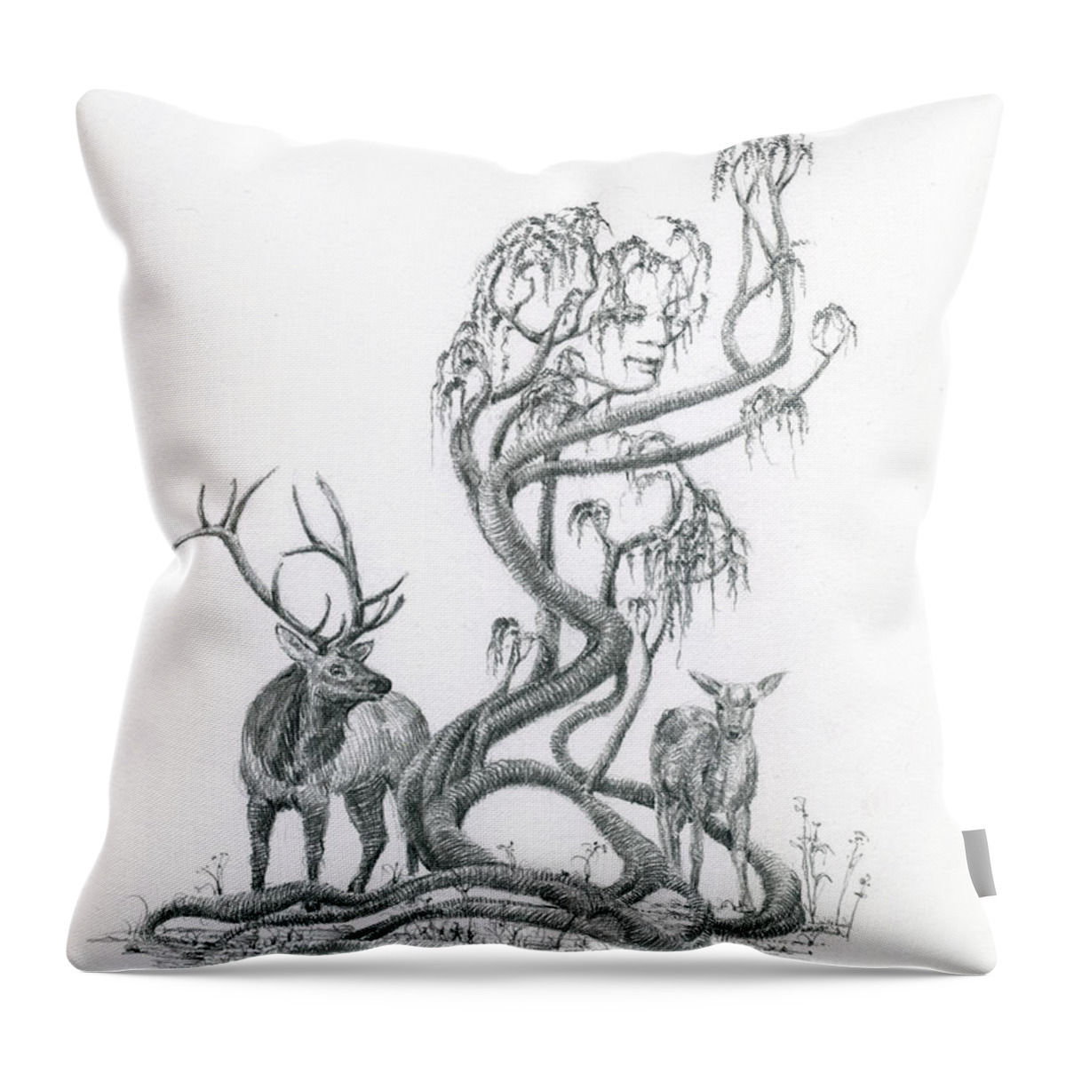 Tree Dancer Throw Pillow featuring the drawing The Matchmaker by Mark Johnson