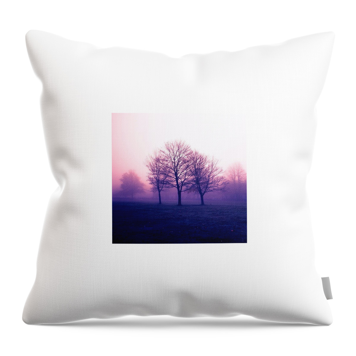 Pink Throw Pillow featuring the photograph The Mist, England by Aleck Cartwright