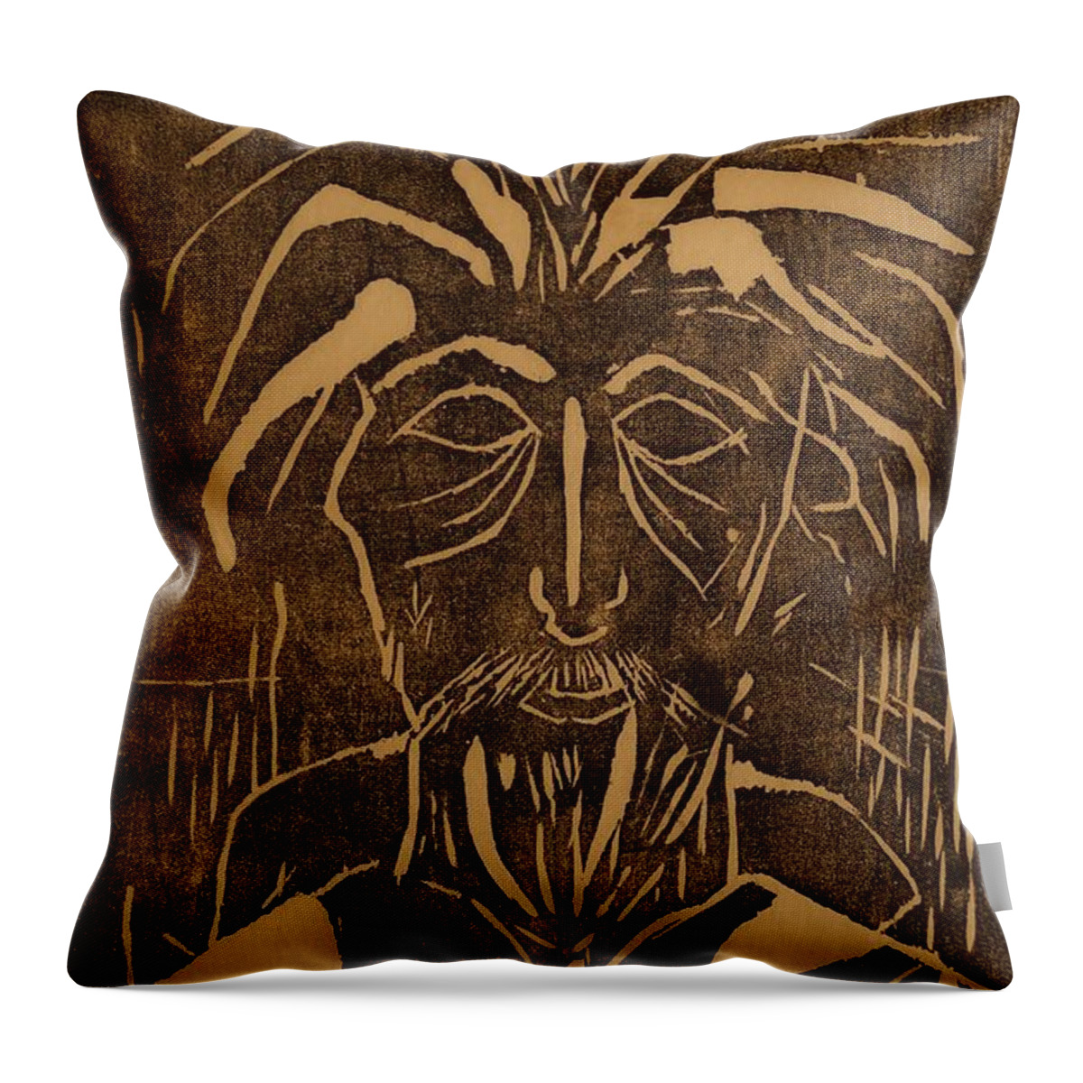 Monk Throw Pillow featuring the painting The Monk by Erika Jean Chamberlin