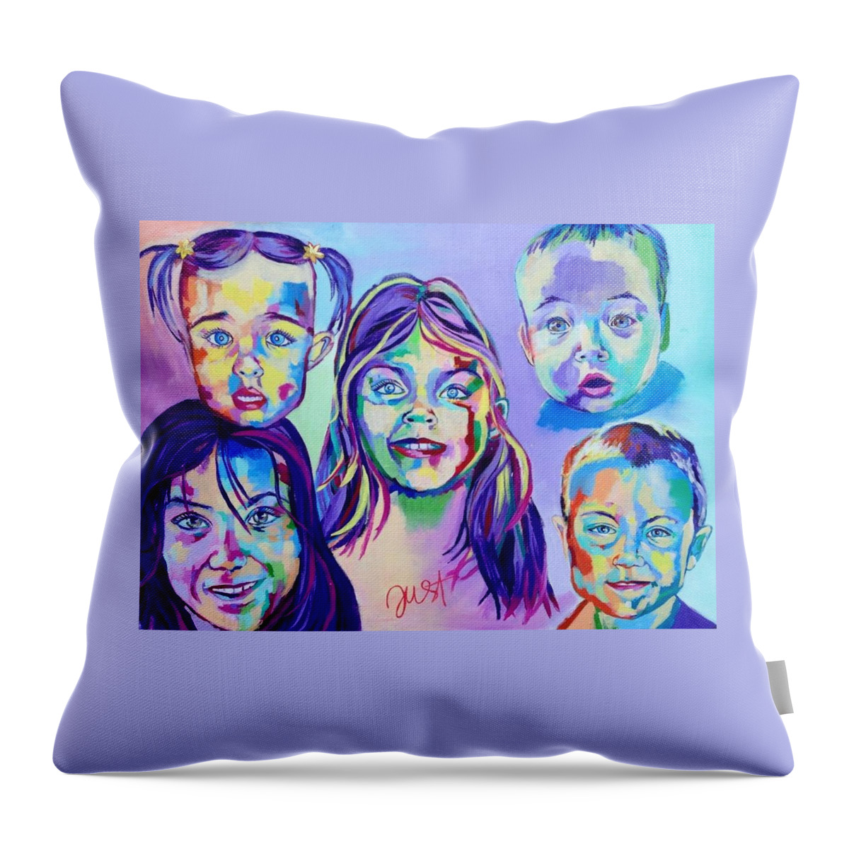  Throw Pillow featuring the painting The Moore's by Janice Westfall