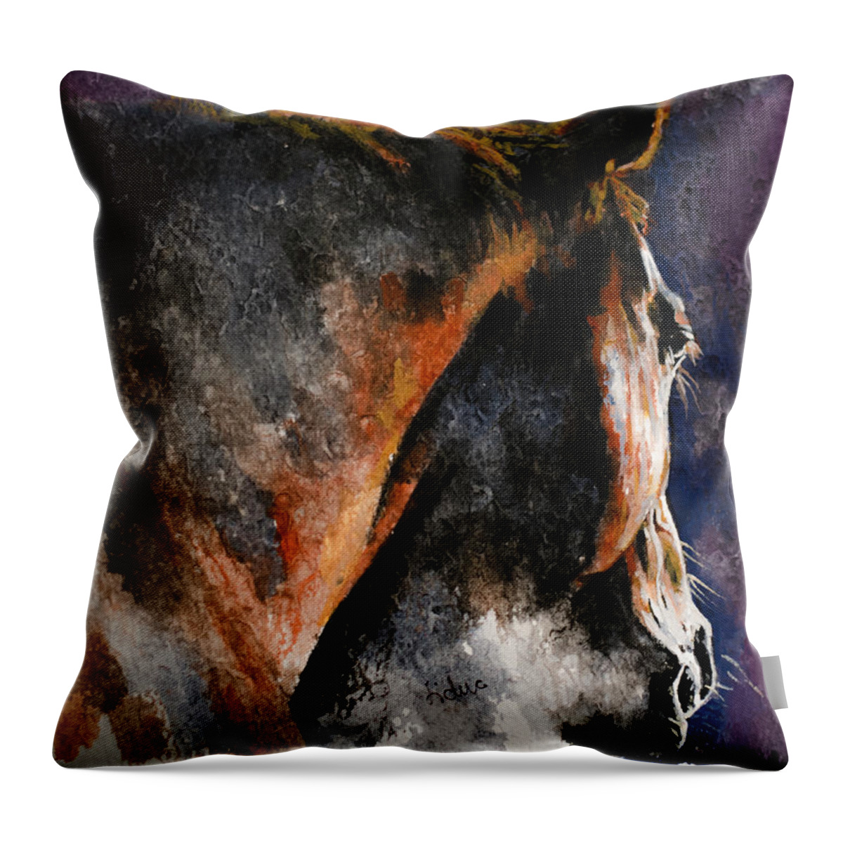 Horse Throw Pillow featuring the painting Cold Sunrise by Laur Iduc