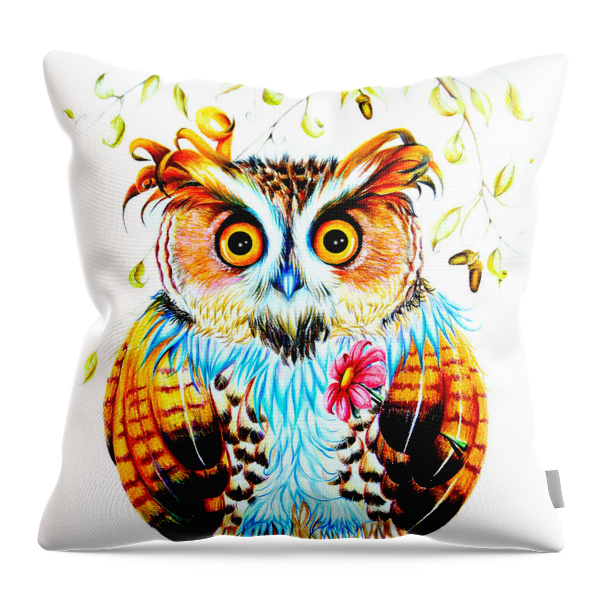 Eagle Owl Throw Pillow featuring the painting The most beautiful Owl by Isabel Salvador