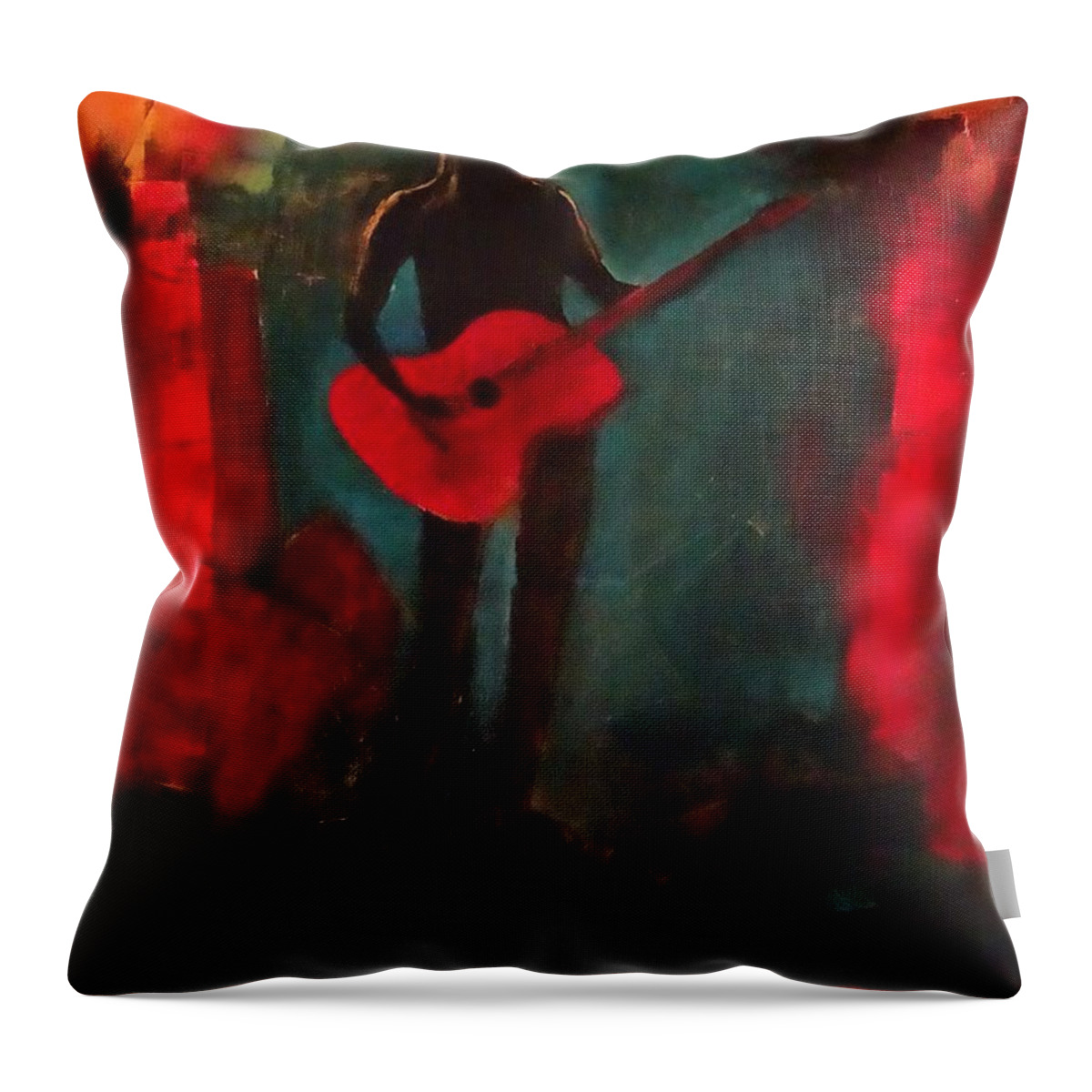 Musician Throw Pillow featuring the painting The Musician by Kat McClure