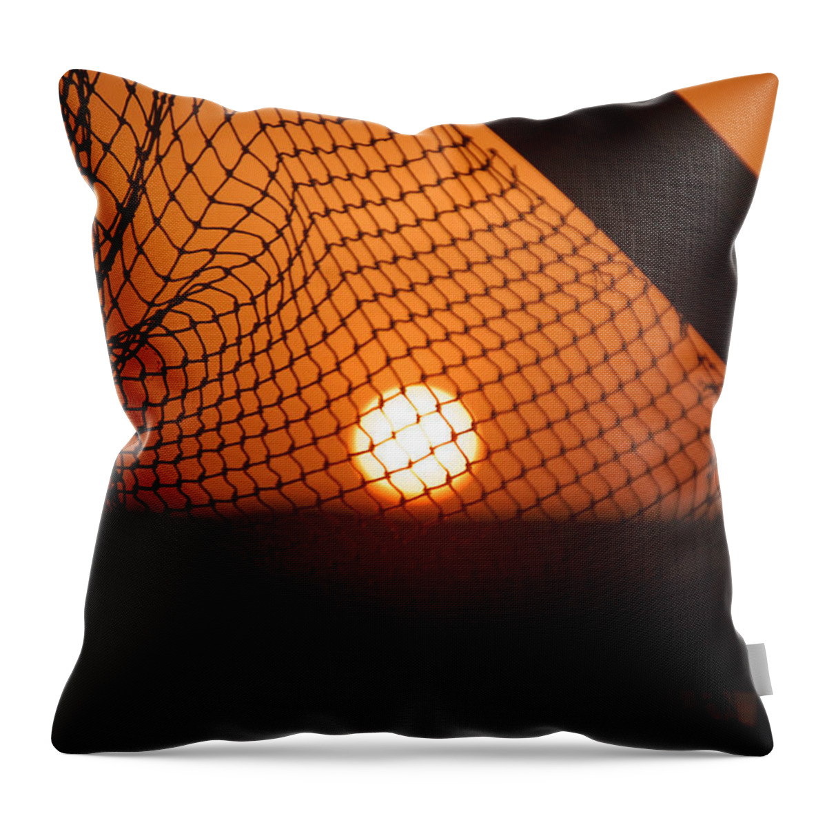 Net Throw Pillow featuring the photograph The Netted Sun by Leticia Latocki