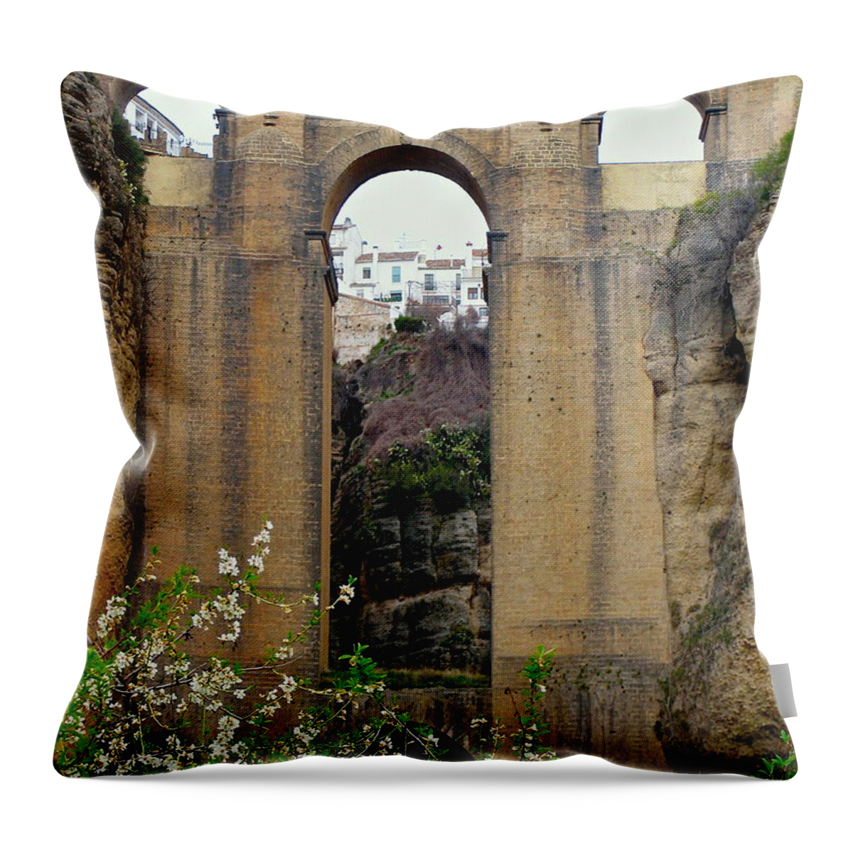 Ronda Throw Pillow featuring the photograph The New Bridge by Suzanne Oesterling