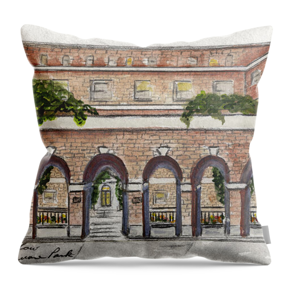 Nyu Law School Throw Pillow featuring the painting The NYU Law School by AFineLyne