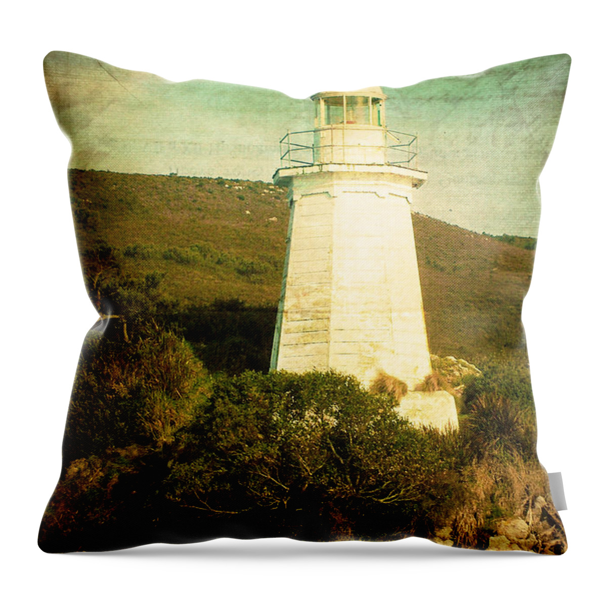 Vintage Throw Pillow featuring the photograph The Old Lighthouse by Phill Petrovic